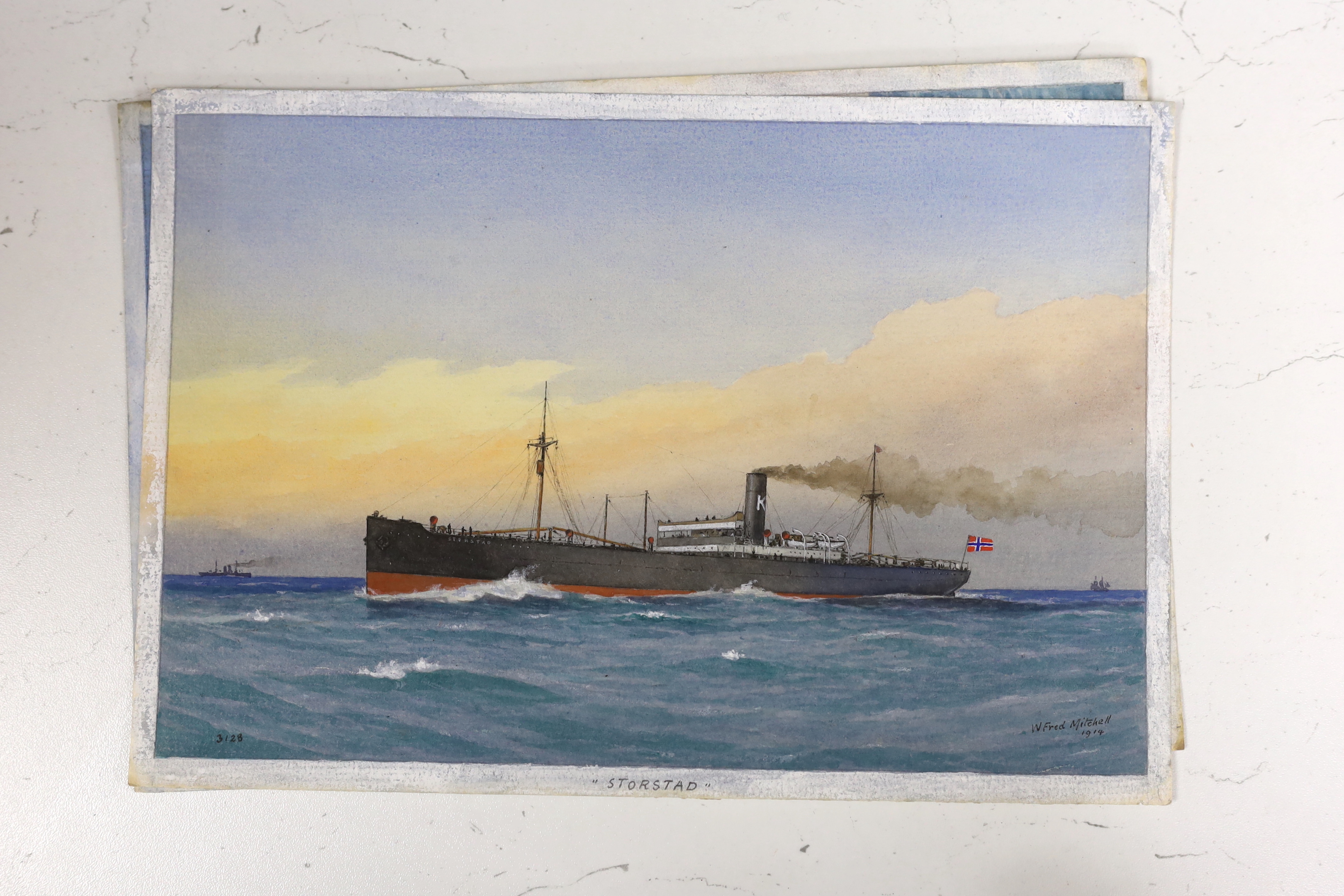 William Frederick Mitchell (1845-1914), set of four maritime watercolours, ‘Shamrock IV’, ‘Storstad’, ‘St Louis’ and ‘Empress of Ireland’, each signed, two dated 1914, 17 x 26cm, unframed